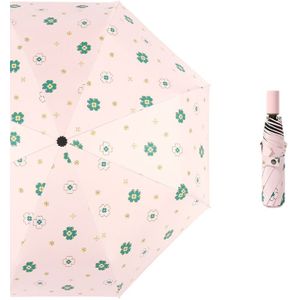 Student Vinyl Sunscreen Small Fresh Umbrella Folding Automatic Umbrella  Style:Nine Plywood(Light Pink)