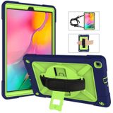 For Galaxy Tab A 10.1 (2019) T510 Contrast Color Silicone + PC Combination Case with Holder(Navy Blue + Olivine)