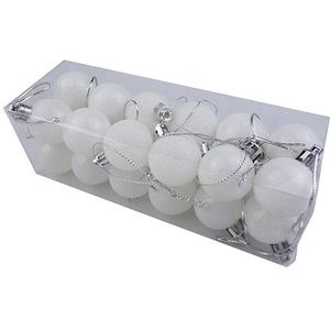 24 PCS 3cm Home Christmas Tree Decor Ball Bauble Hanging Xmas Party Ornament Decorations(white)