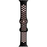 Butterfly Gesp Dual-Tone Liquid Silicone Vervanging Horlogeband voor Apple Watch Series 6 & SE & 5 & 4 44mm / 3 & 2 & 1 42mm (zwart + lichtroze)