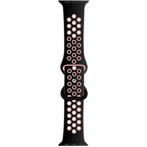 Butterfly Gesp Dual-Tone Liquid Silicone Vervanging Horlogeband voor Apple Watch Series 6 & SE & 5 & 4 44mm / 3 & 2 & 1 42mm (zwart + lichtroze)