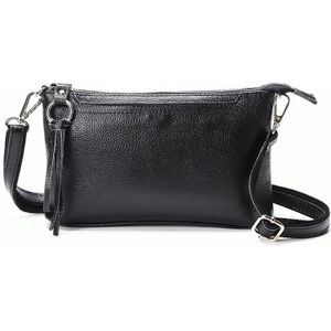 Ladies Large-Capacity Shoulder Bag Tassel All-Match Casual Messenger Bag(Black)
