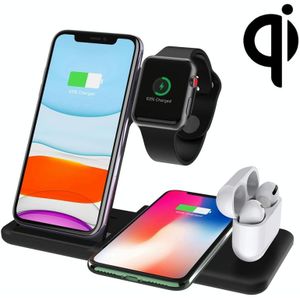 Q20 4 In 1 Wireless Charger Charging Holder Stand Station with Adapter For iPhone / Apple Watch / AirPods  Support Dual Phones Charging (Black)