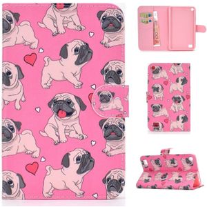 For Amazon Kindle Fire 7 (2019) / (2017) / (2016) / (2015) Colored Drawing Pattern Horizontal Flip PU Leather Case with Holder & Card Slot & Sleep / Wake-up Function(Love Dog)