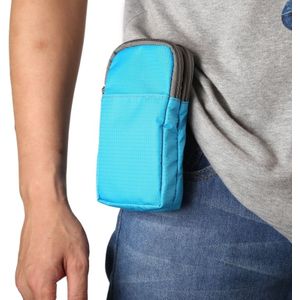 Multi-function Casual Sport Mobile Phone Double Zipper Waist Pack Diagonal Bag for 6.9 Inch or Below Smartphones (Baby Blue)