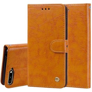 Business Style Oil Wax Texture Horizontal Flip Leather Case for Huawei Y6 (2018)  with Holder & Card Slots & Wallet (Brown)