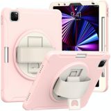 360 Degree Rotation PC + TPU Protective Case with Holder & Hand-strap For iPad Air 4 10.9 / Pro 11 2021/2020/2018(Cherry Blossoms Pink)