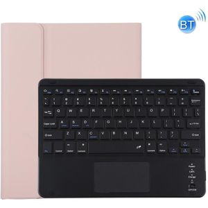 TG109BC Detachable Bluetooth Black Keyboard + Microfiber Leather Protective Case for iPad Air 2020  with Touch Pad & Pen Slot & Holder (Pink)
