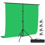 PULUZ 2x2m T-Shape Photo Studio Background Support Stand Backdrop Crossbar Bracket Kit with Clips(Green)