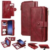 Voor Galaxy S9+ multifunctionele retro afneembare magnetische horizontale lederen behuizing met kaartsleuven & houder & portemonnee & fotoframe(rood)