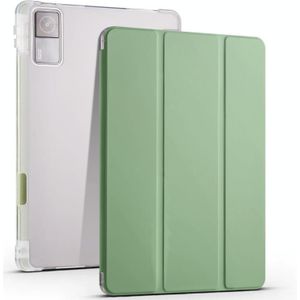 Voor Xiaomi Redmi Pad 10.61 3-opvouwbare transparante TPU Smart lederen tablethoes met pensleuf (Matcha groen)