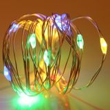 2m Water Resistant Colorful Light Silver Wire String Light  20 LEDs Knob Button Cell Battery Box Fairy Lamp Decorative Light