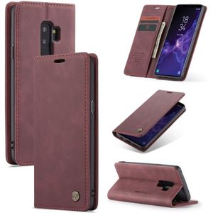 CaseMe-013 Multifunctional Retro Frosted Horizontal Flip Leather Case with Card Slot & Holder & Wallet for Galaxy S9 Plus(Wine Red)