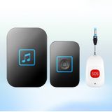 CACAZI C86 Wireless SOS Pager Doorbell Old man Child lEmergency Alarm Remote Call Bell  EU Plug(Black)