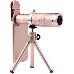 Universal 18X Zoom Telescope Telephoto Camera Lens with Tripod Mount & Mobile Phone Clip  For iPhone  Galaxy  Huawei  Xiaomi  LG  HTC and Other Smart Phones (Rose Gold)
