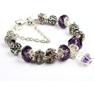 Ladies Crown Colorful Crystal Beaded Bracelet Handmade Glass Bead Bracelet Length: 18cm(DZ30)