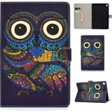 For Samsung Galaxy Tab A 10.1 (2019) T510/T515 Colored Drawing Pattern Horizontal Flip PU Leather Case with Holder & Card Slot(Owl)