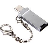 Mini Aluminum Alloy USB 2.0 Female to USB-C / Type-C Male Port Connector Adapter with Chain  For Galaxy S8 & S8 + / LG G6 / Huawei P10 & P10 Plus / Oneplus 5 / Xiaomi Mi6 & Max 2 /and other Smartphones(Grey)