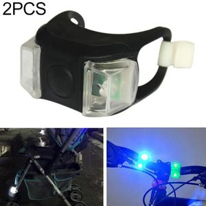 2 PCS Outdoor Night Silicone Caution Lamp Bicycle Light Mountain Bike Decoration Safety Warning Light Taillight(Black)