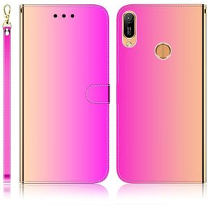 For Huawei Y6 (2019) Imitated Mirror Surface Horizontal Flip Leather Case with Holder & Card Slots & Wallet & Lanyard(Gradient Color)