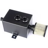 Universal Racing Aluminum Alloy Oil Catch Can with Air Filter Breather Tank  Capacity: 2L (Black)