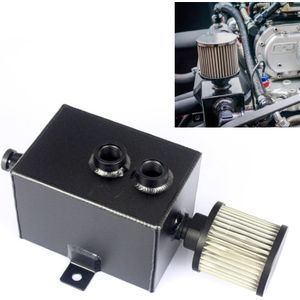 Universal Racing Aluminum Alloy Oil Catch Can with Air Filter Breather Tank  Capacity: 2L (Black)