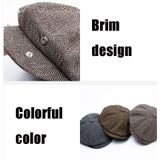 14128 Stripe Snap Design Beret Autumn And Winter Retro Wild Octagonal Hat  Size: 58CM(Black Coffee)