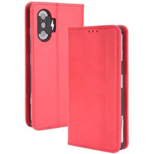 For Xiaomi Poco F3 GT / Redmi K40 Gaming Magnetic Buckle Retro Crazy Horse Texture Horizontal Flip Leather Case with Holder & Card Slots & Photo Frame(Red)