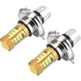 2 PCS H4 10W 1000 LM Car Fog Lights with 28 SMD-3030 LED Lamps  DC 12V(Gold Light)