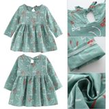 Girl Dress Children Dress Girls Long Sleeve Plaid Dress Soft Cotton Summer Princess Dresses Baby Girls Clothes  Size:130cm(Rose Red Flower)