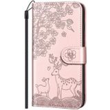For Samsung Galaxy A70 Sika Deer Embossing Pattern Horizontal Flip PU Leather Case with Holder & Card Slot & Wallet & Photo Frame(Rose Gold)