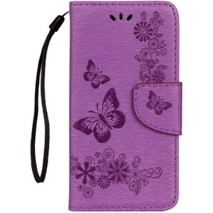 For Huawei  P9 Lite Mini Vintage Embossed Floral Butterfly Pattern Horizontal Flip Leather Case with Card Slot & Holder & Wallet & Lanyard (Purple)