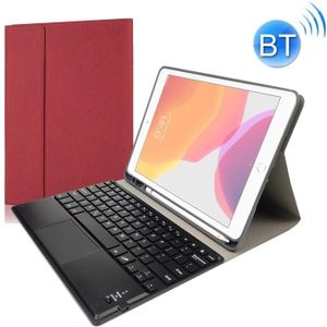 RK508C Detachable Magnetic Plastic Bluetooth Keyboard with Touchpad + Silk Pattern TPU Protective Cover for iPad 9.7 inch  with Pen Slot & Bracket(Red)