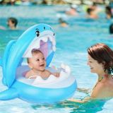 PVC Inflatable Childrens Swimming Ring Play Water Toys Inflatable Shark Shade Seat  Size:95 x 78 x 70cm