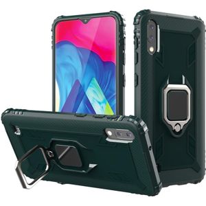 For Samsung Galaxy A10 / M10 Carbon Fiber Protective Case with 360 Degree Rotating Ring Holder(Green)