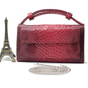 Genuine Leather Women Hand Bag Female Fashion Chain Shoulder Bag Luxury Designer Tote Messenger Bags(Old Red)