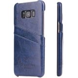 Fierre Shann Retro Oil Wax Texture PU Leather Case for Galaxy S8+ / G9550  with Card Slots(Blue)