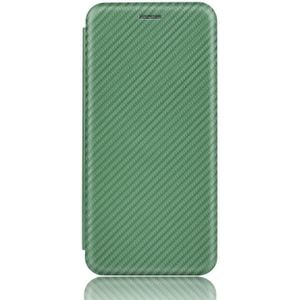 For LG Harmony 4 Carbon Fiber Texture Magnetic Horizontal Flip TPU + PC + PU Leather Case with Card Slot(Green)