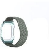 Weave Replacement Wrist Strap Watchbands with Frame For Apple Watch Series 6 & SE & 5 & 4 44mm  Length:160mm(Cold Sea Blue)