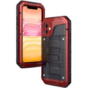 For iPhone 11 Dustproof Shockproof Waterproof Silicone + Metal Protective Case(Red)