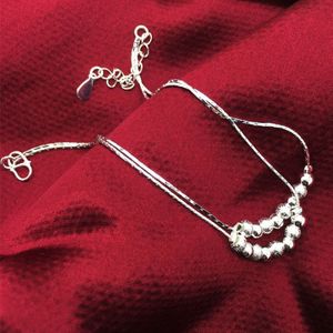 Simple Fashion Frosted Bead Personality Silver Plated Anklet(Silver)