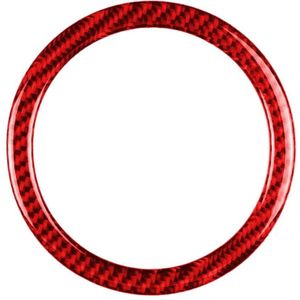 Car Carbon Fiber Steering Wheel Ring Decorative Sticker for BMW Mini R55 R56 Countryman R60 Paceman R61 2007-2013  Left and Right Drive Universal (Red)