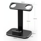 XMJ-003 Multifunctional Metal Desktop Stand Wireless Charging Stand for iWatch / iPods(Classic Black)