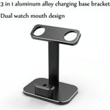 XMJ-003 Multifunctional Metal Desktop Stand Wireless Charging Stand for iWatch / iPods(Classic Black)