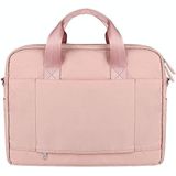 DJ09 Handheld Shoulder Briefcase Sleeve Carrying Storage Bag with Shoulder Strap for 14.1 inch Laptop(Pink)