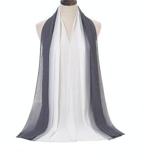 Color-Blocking Crumpled Long Print Gradient Color All Seasons Universal Sunscreen Scarf  Size: 180 x 70cm(4 Gray White)