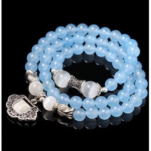 Fashion Jewelry Accessory Garnet Beads Bracelet (Aquamarine & Longevity Lock)