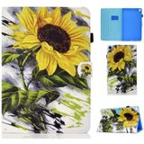 Painted Pattern TPU Horizontal Flip Leather Protective Case For Samsung Galaxy Tab A 10.1 (2019)(Sun Flower)