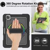 360 Degree Rotation Contrast Color Shockproof Silicone + PC Case with Holder & Hand Grip Strap & Shoulder Strap For iPad Air 2020 10.9 / Pro 11 2020 / 2021 / 2018 (Black)