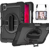 360 Degree Rotation Contrast Color Shockproof Silicone + PC Case with Holder & Hand Grip Strap & Shoulder Strap For iPad Air 2020 10.9 / Pro 11 2020 / 2021 / 2018 (Black)